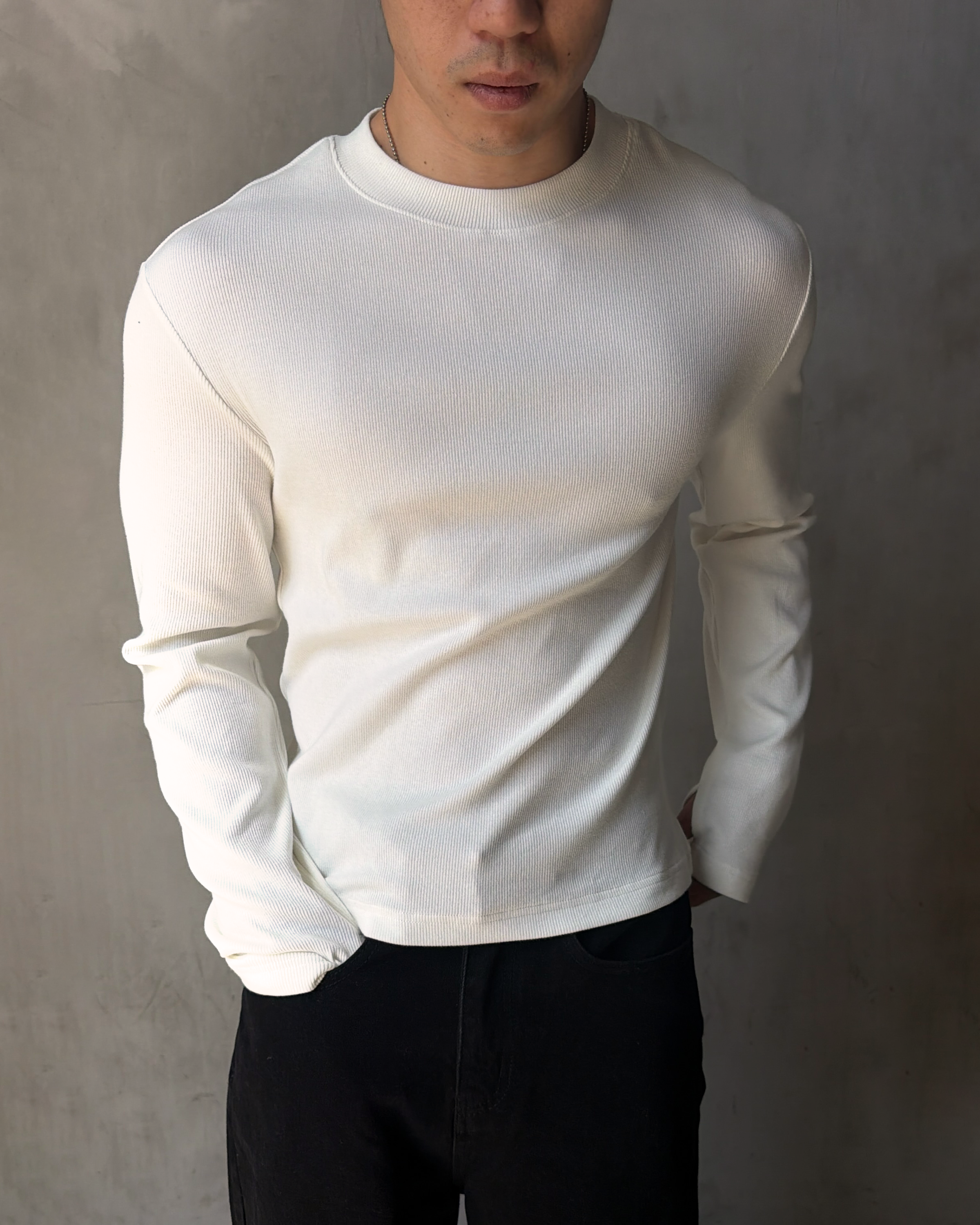 'Tandem' Cream Ribbed Long sleeve