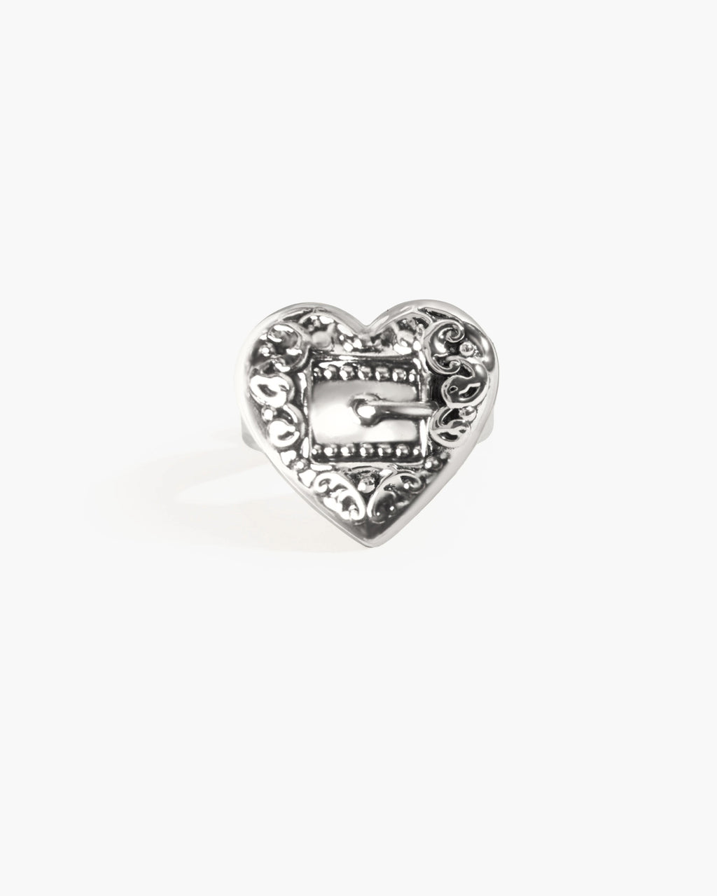Belted Heart Ring in Silver
